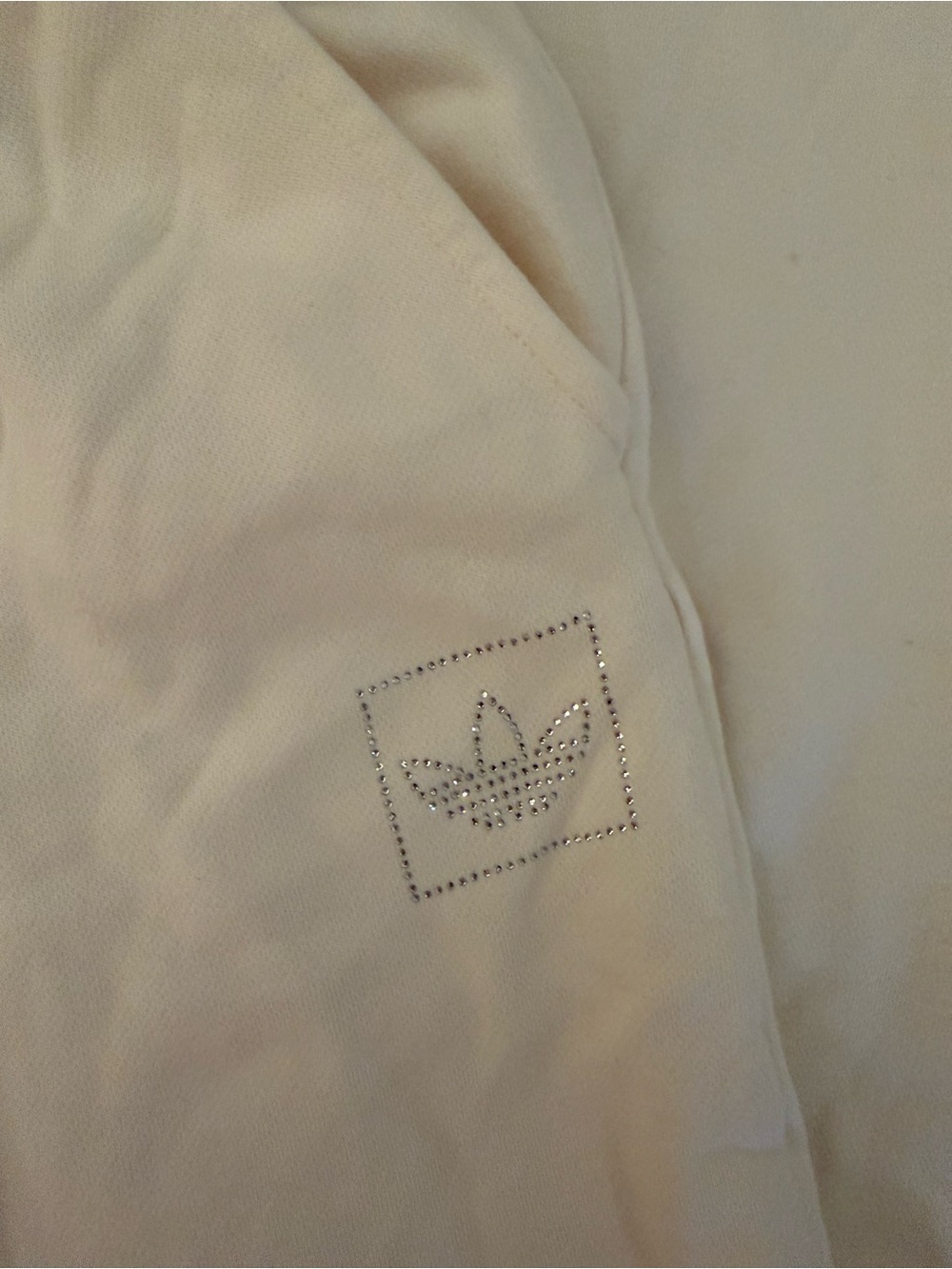 Adidas Rhinestone Logo Cream Drawstring Sweatpants - Picture 2 of 4